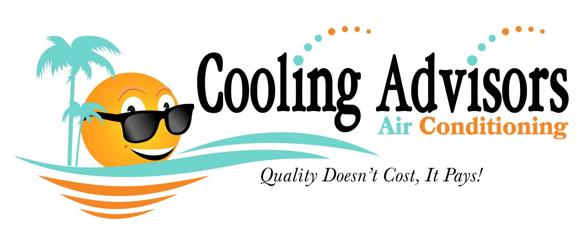 Logo: Smiling sun with sunglasses, palm tree, and the text