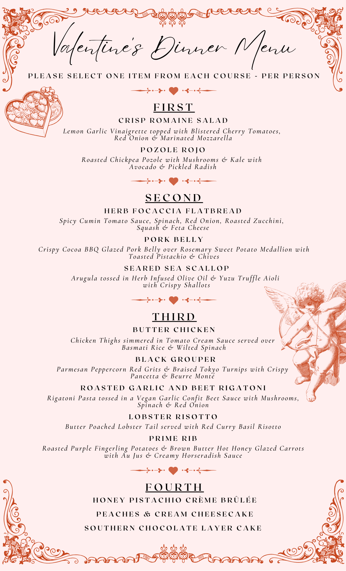 A menu for a restaurant with a picture of a flower on it.