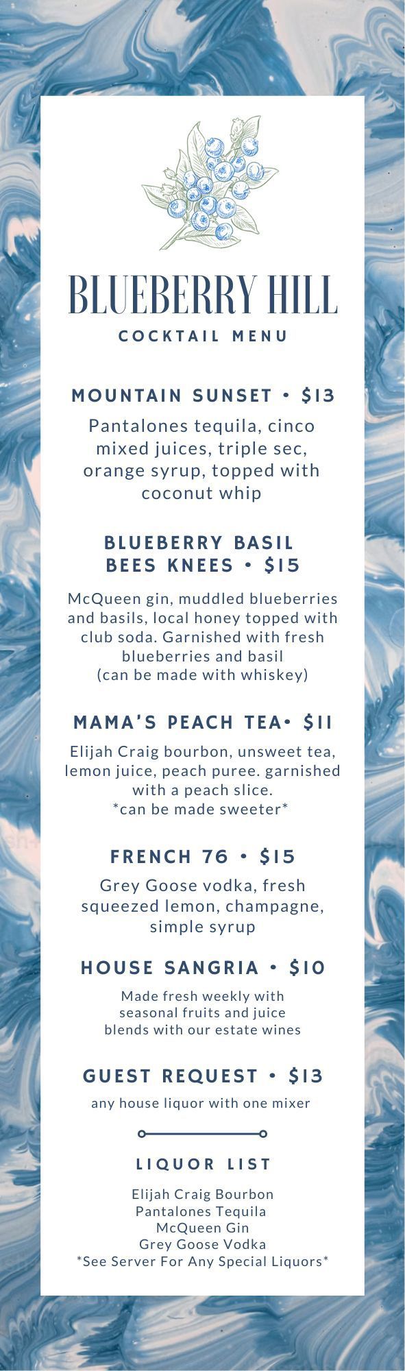 A menu for a restaurant with flowers on it.