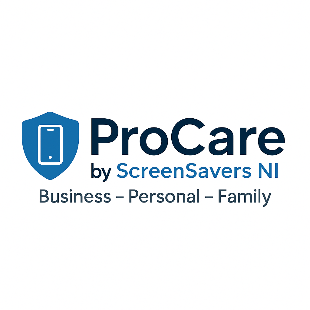 The logo for procare by screensavers ni business - personal - family