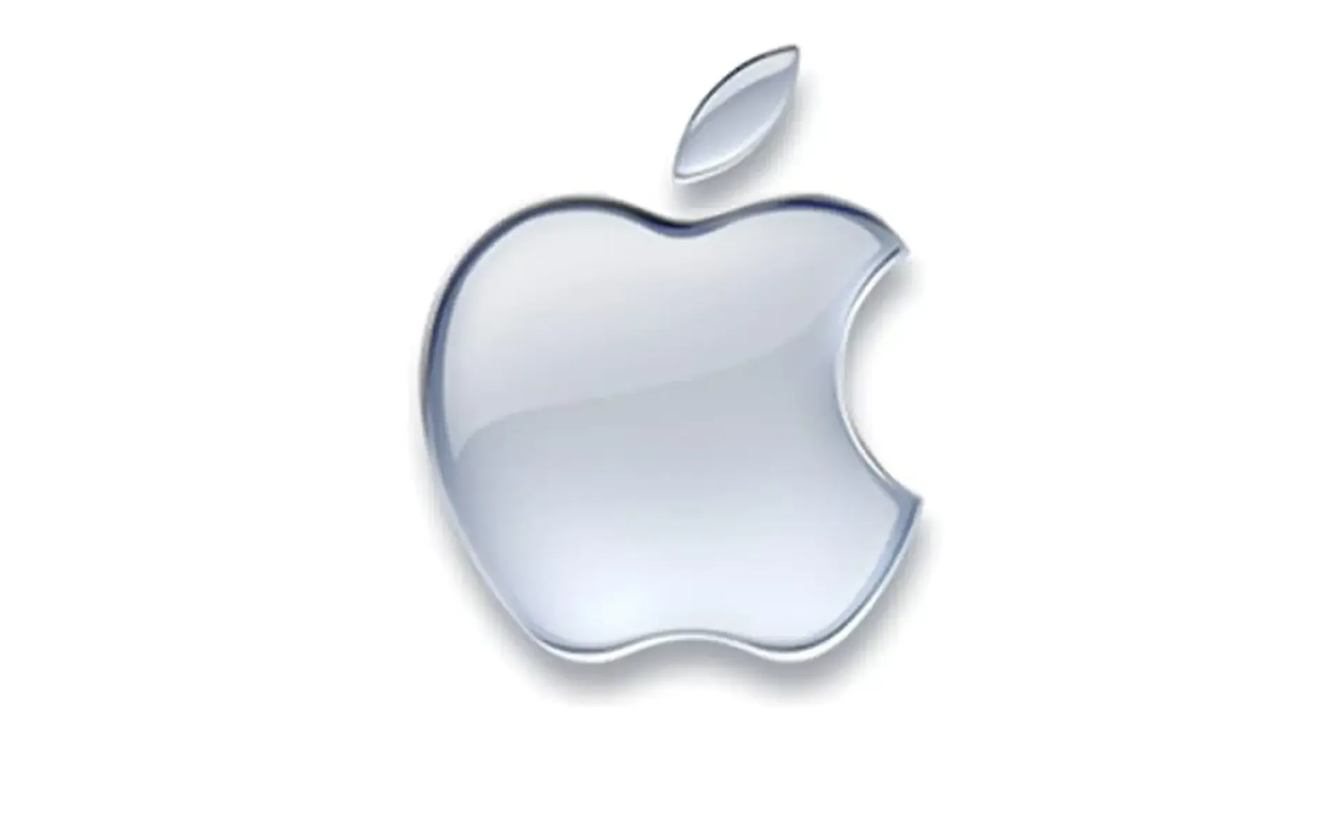 A gray apple logo on a white background.