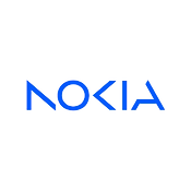 The nokia logo is blue and white on a white background.
