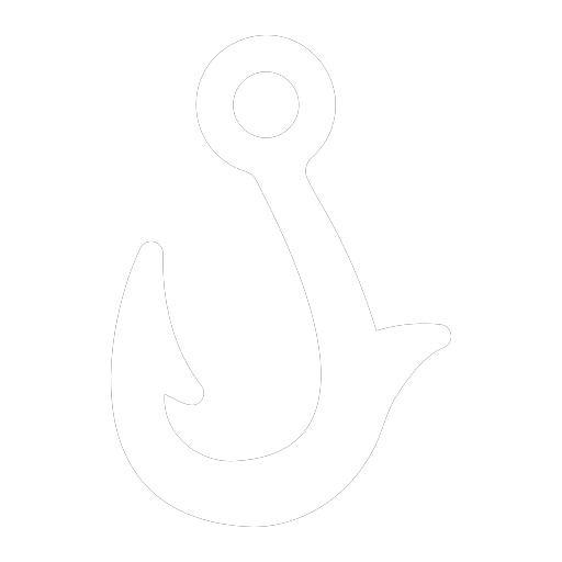A white outline of a hook on a white background.