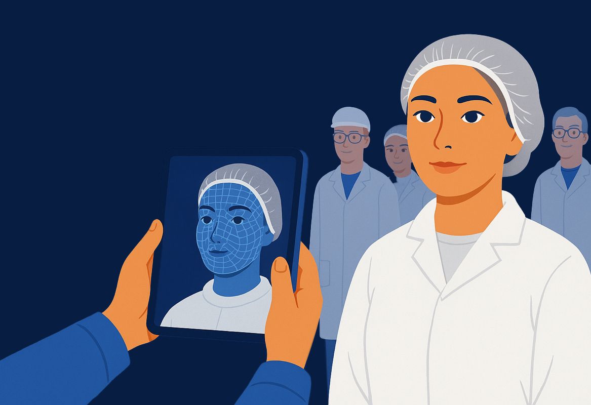 Lab Team being scanned for new half-face masks