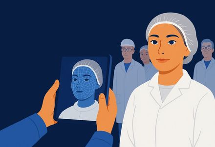 Lab Team being scanned for new half-face masks