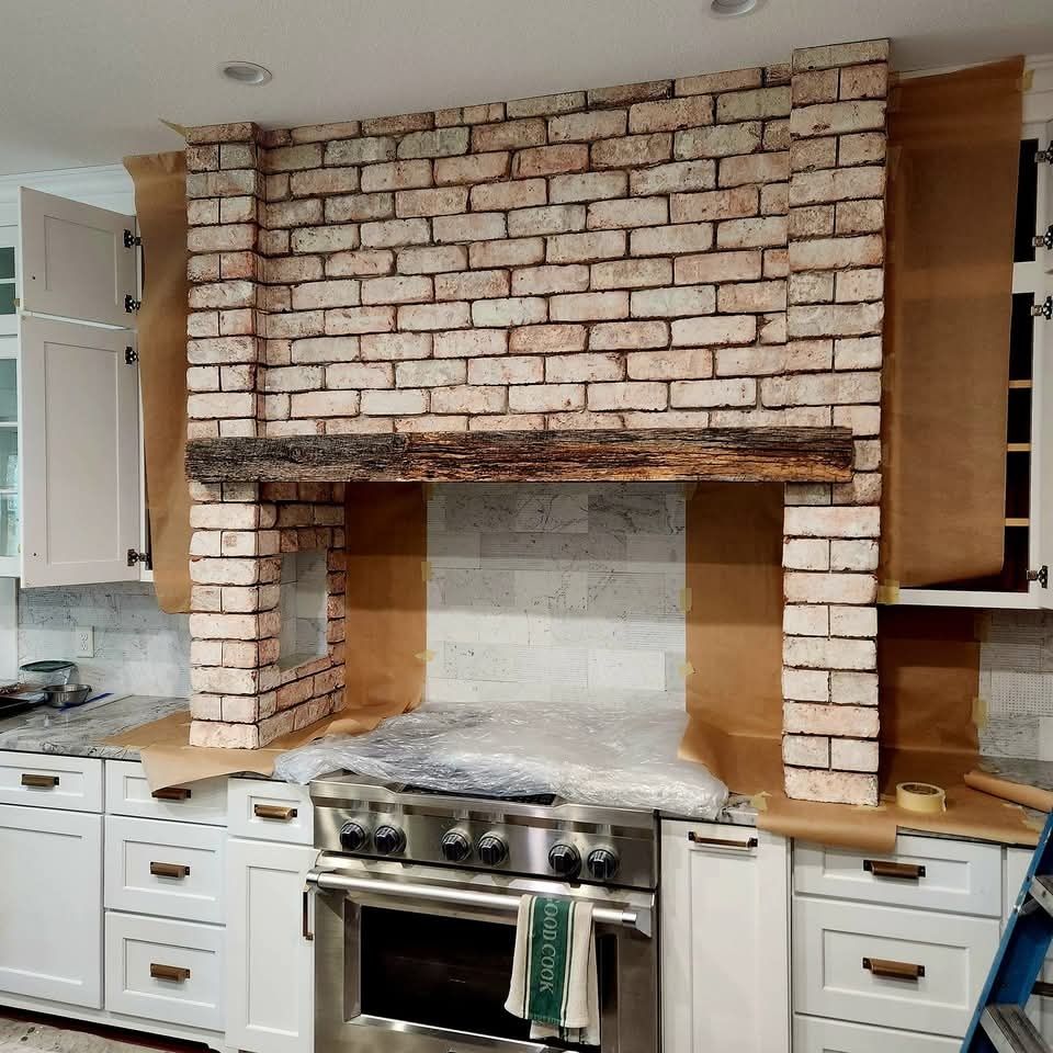 Kitchen Brick Outdated pink Before