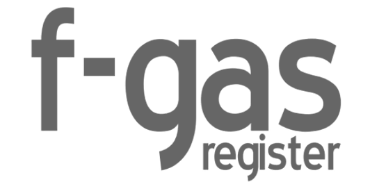 F-gas register logo in gray text