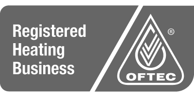 OFTEC Registered Heating Business logo in gray and white