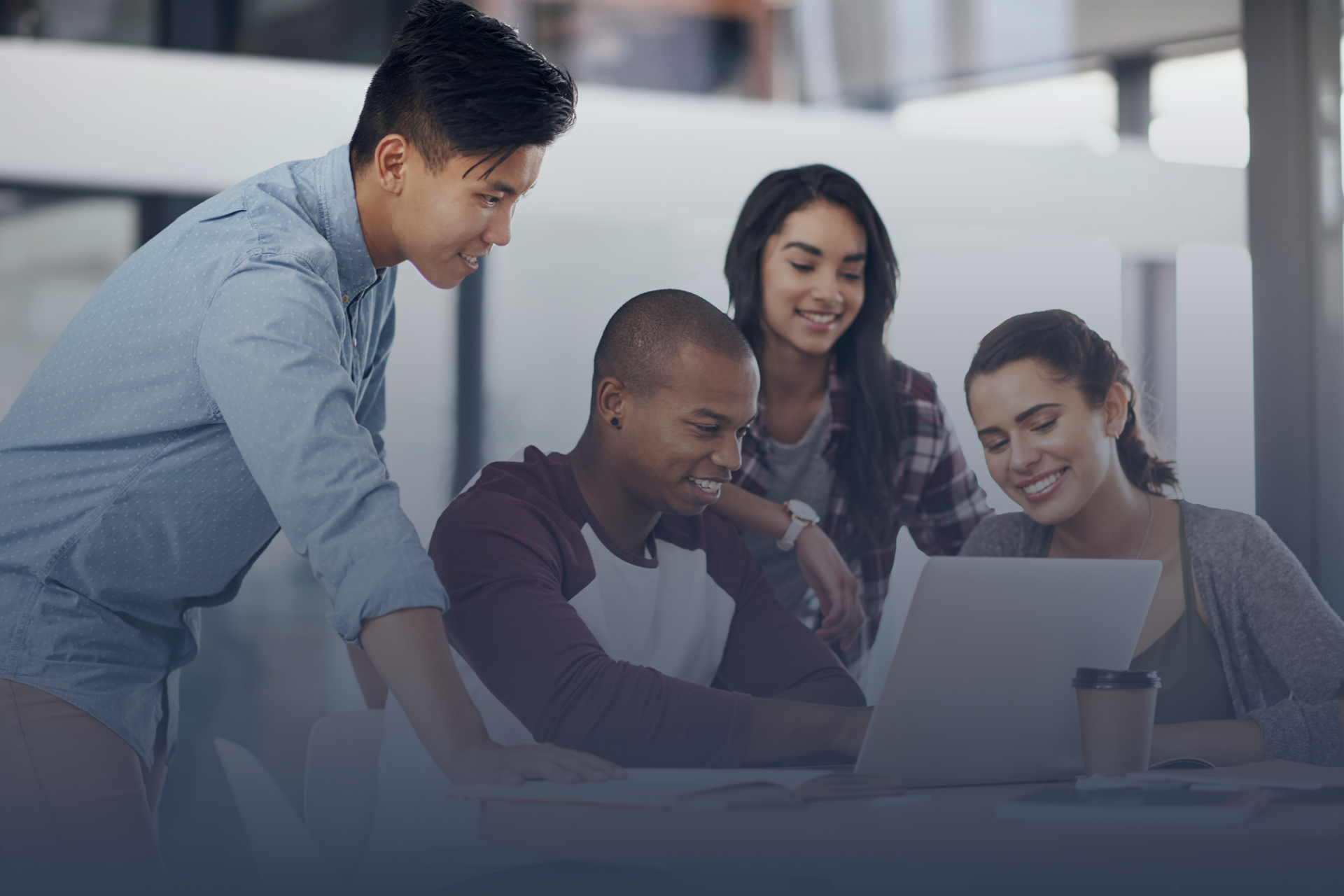 A man is walking past a blue food truck on the side of the road.