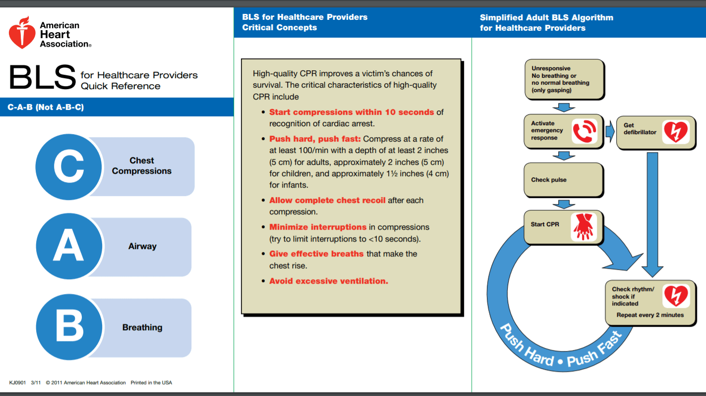 American Heart Association 2022 CPR Cheat Sheet
