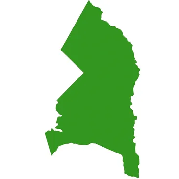 Green silhouette of New Jersey state outline.
