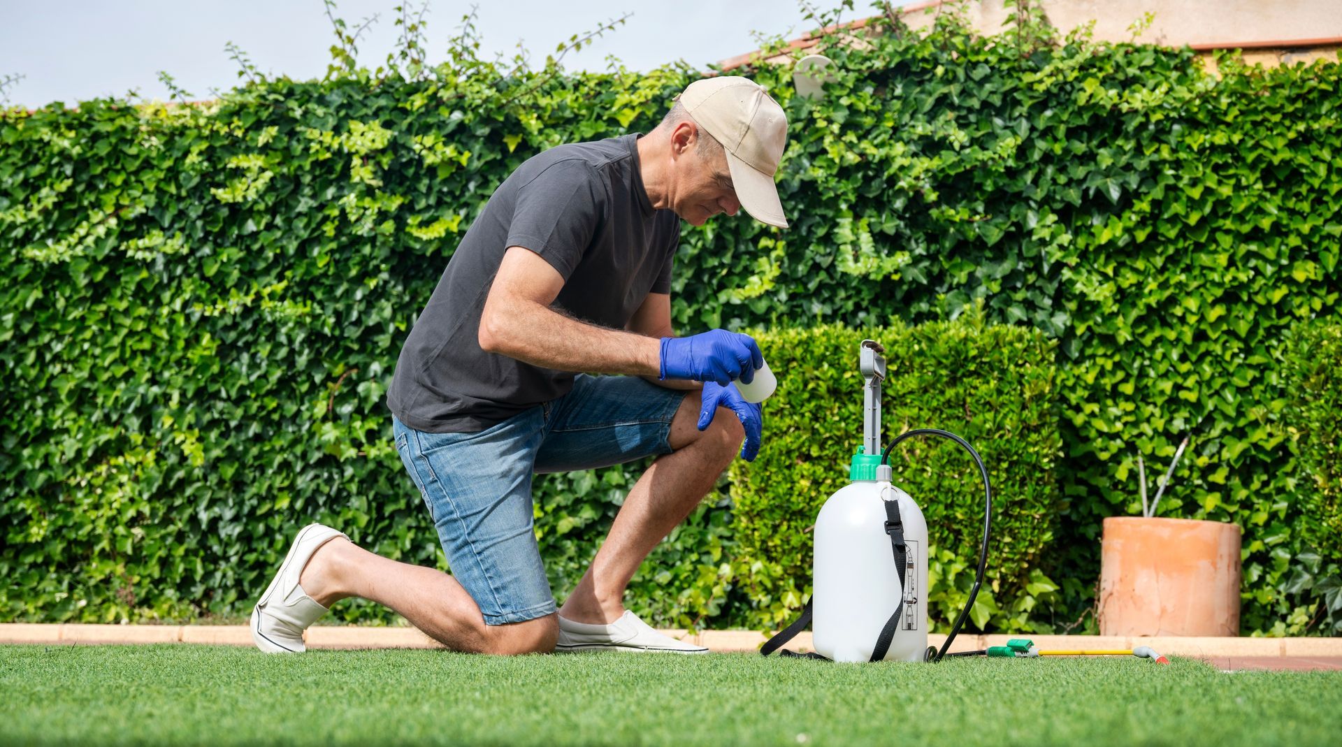 Man trying to DIY his lawn care