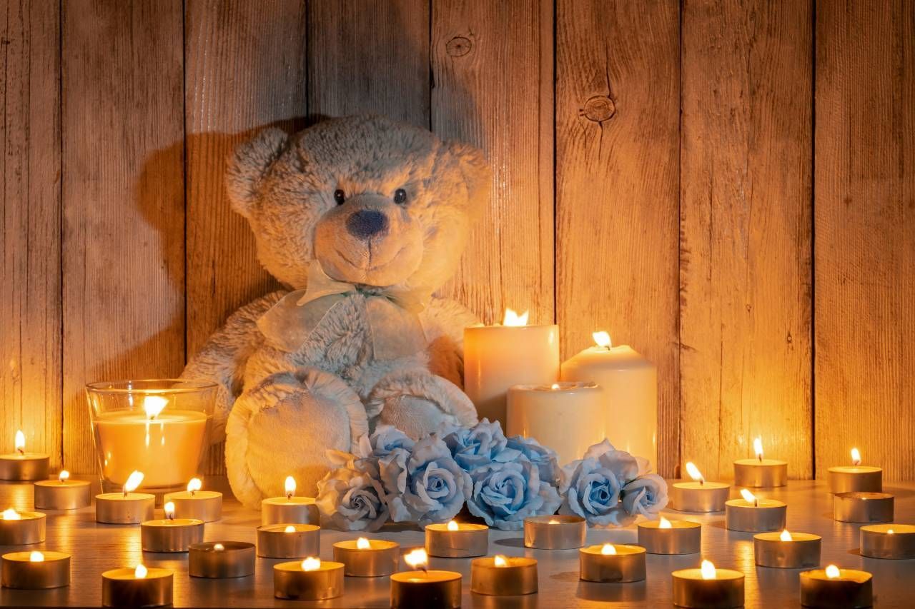 A teddy bear memorial for child loss