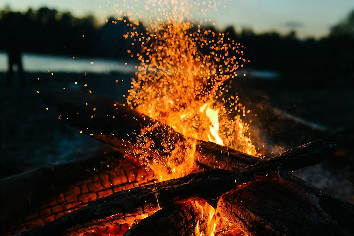 Sparking camp fire image