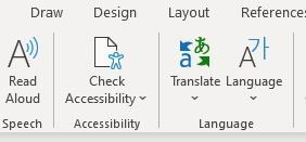Image of the top bar on a Word document, where the button 
