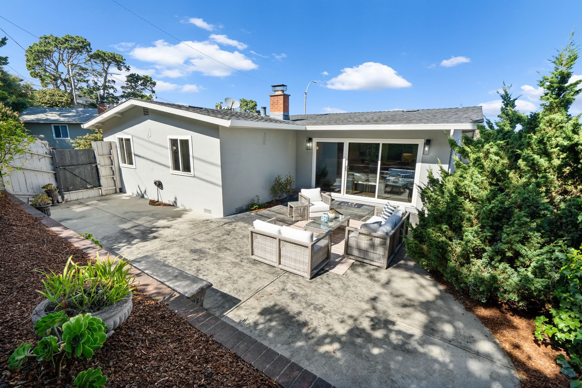 A house with a patio.