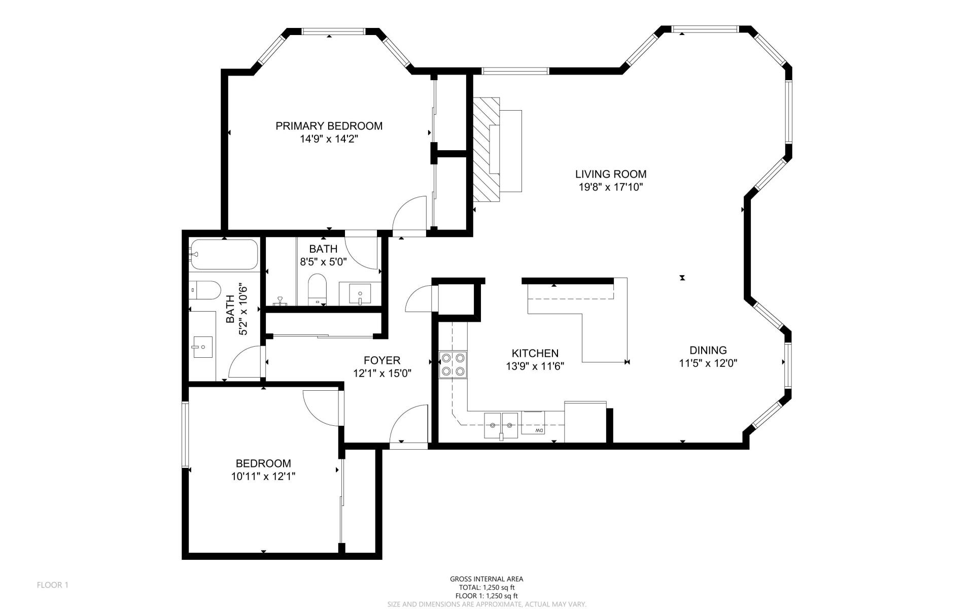 A black and white floor plan of a house