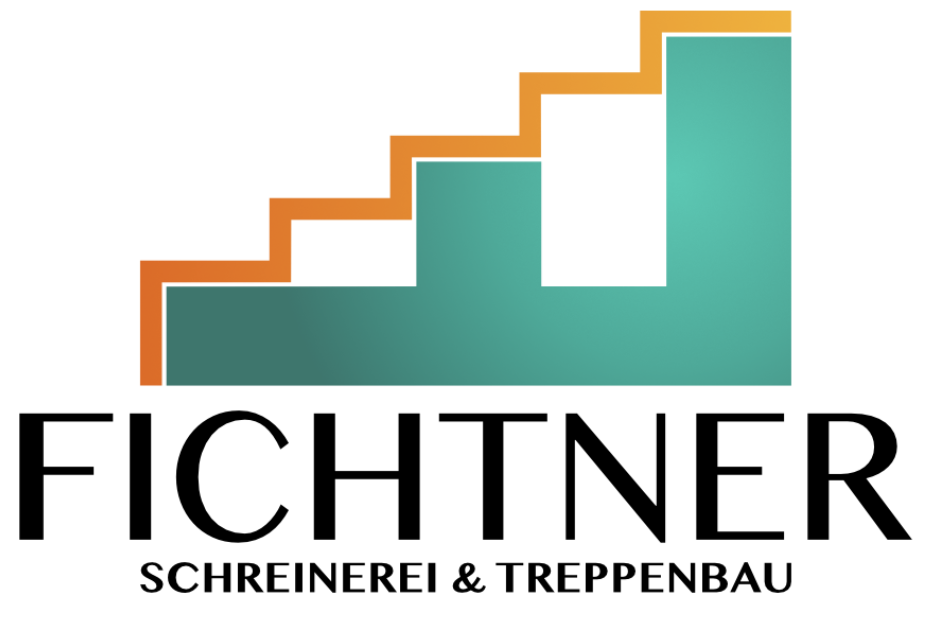 Logo for Fichtner Schreinerei & Treppenbau with stylized orange-and-teal staircase icon