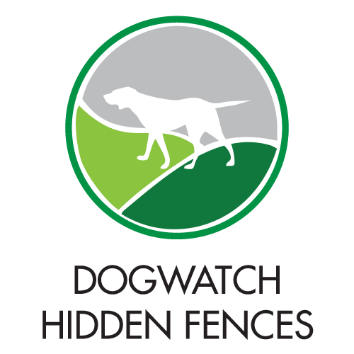 Dogwatch Hidden Fences logo: white dog silhouette in a green circle, green text below.
