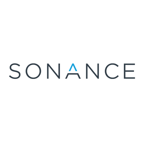 Sonance logo with blue stylized A and dark gray text.