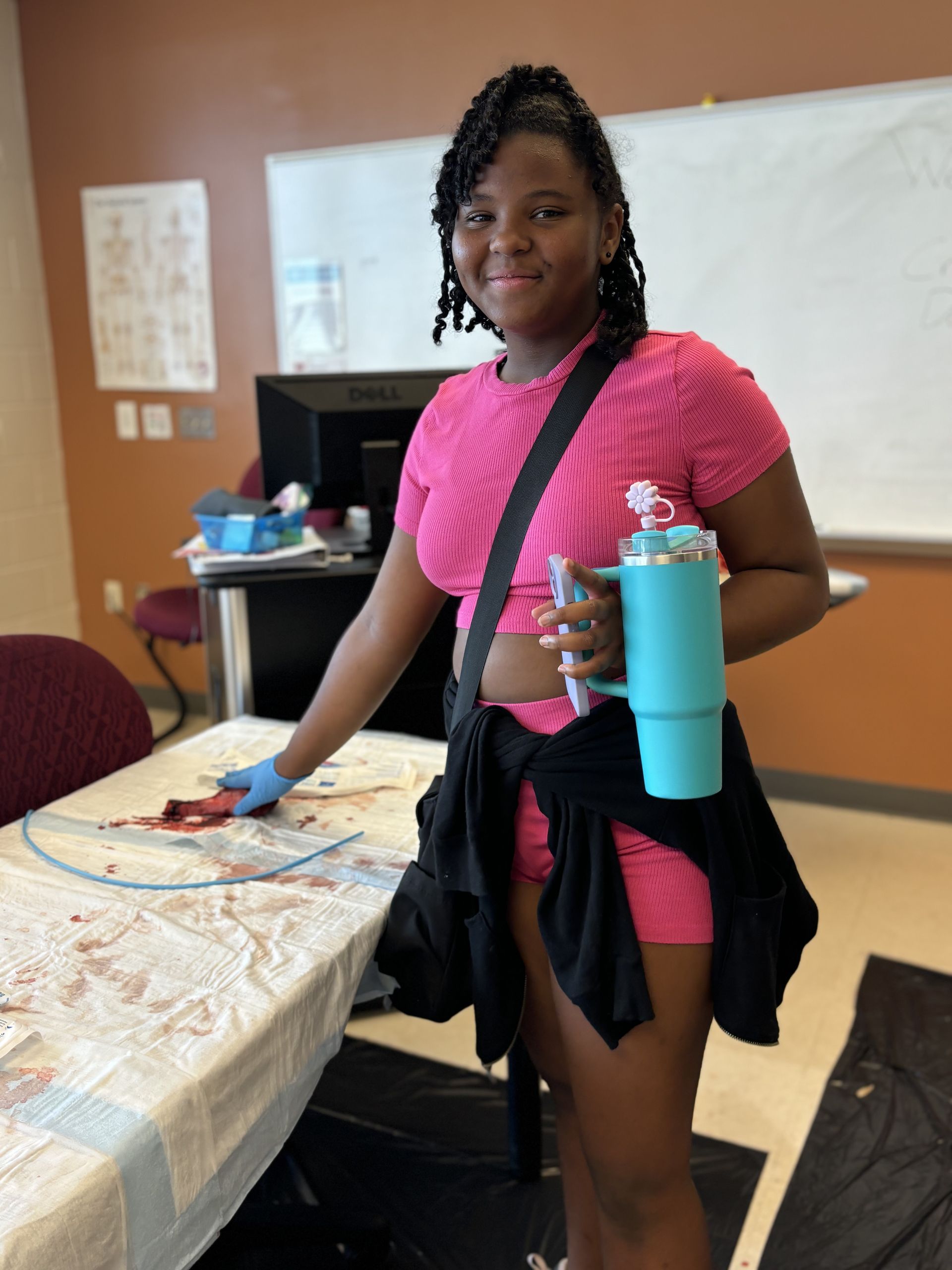 she is on the class room