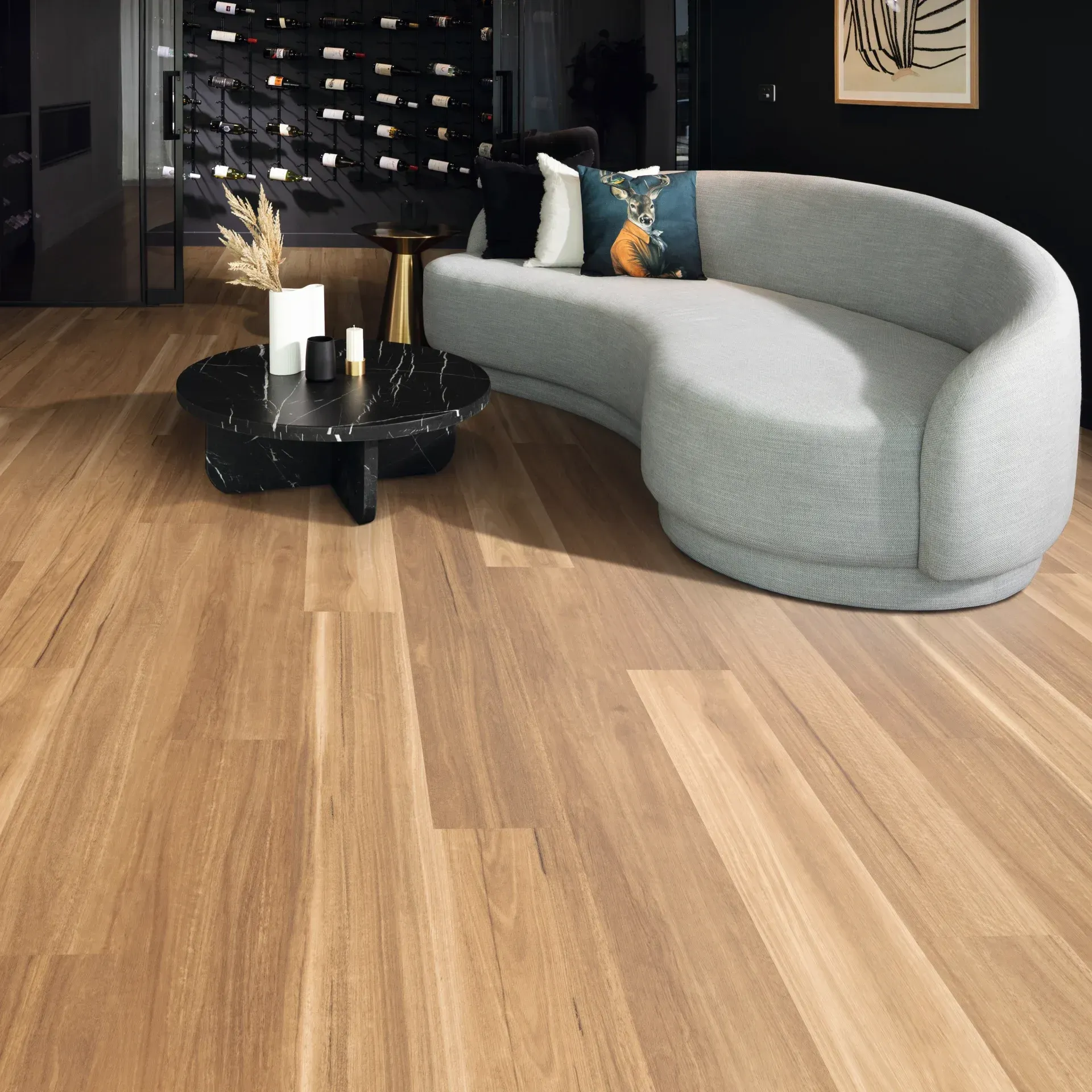 Living Room With Wooden Floors — Canberra Floor Coverings in Queanbeyan West, NSW