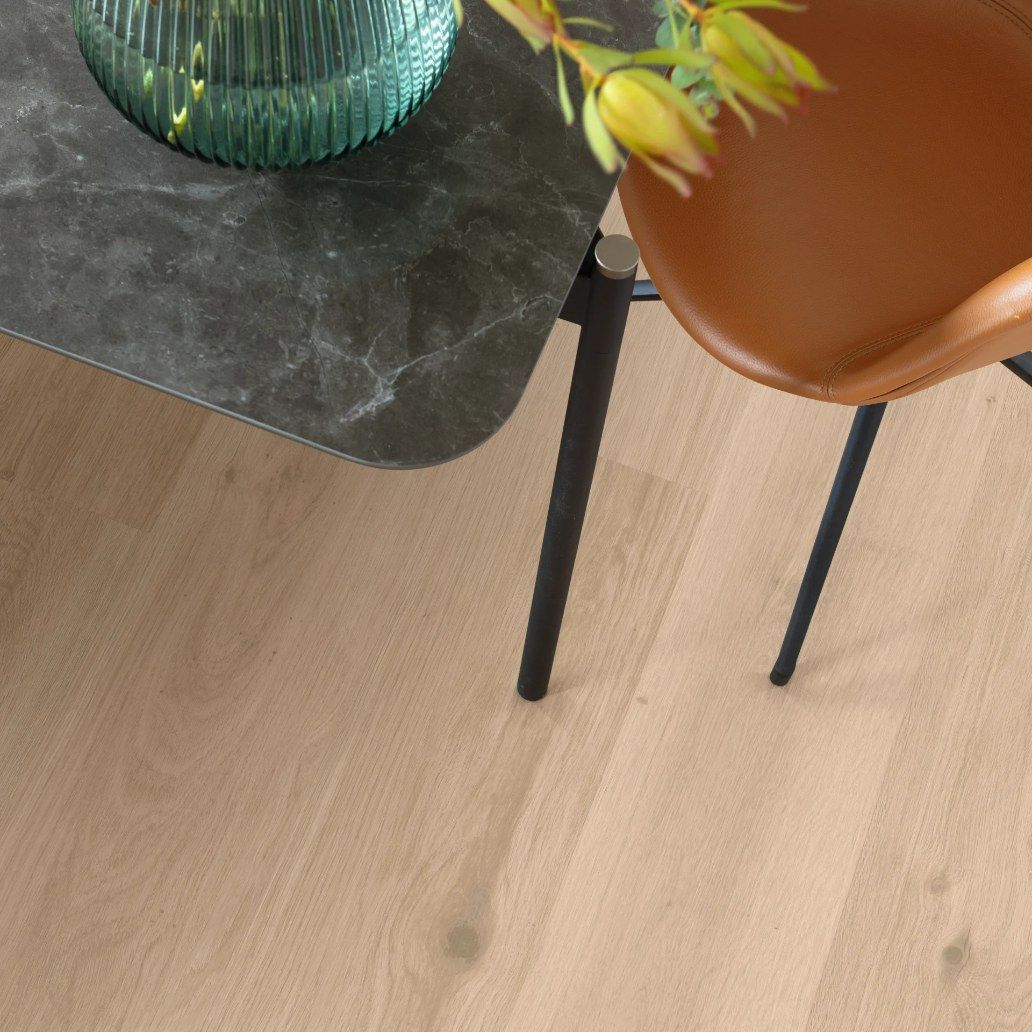 Table With Vase and Chair, Set on Light Wood Flooring — Canberra Floor Coverings in Queanbeyan West, NSW
