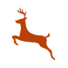 A silhouette of a deer jumping in the air on a white background.