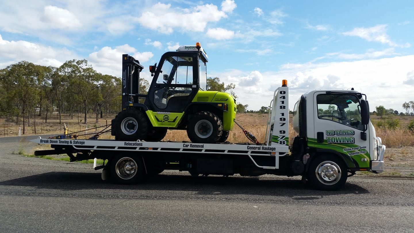 Forklift Loaded on a Tow Truck — No Slings Towing in Glendale, QLD