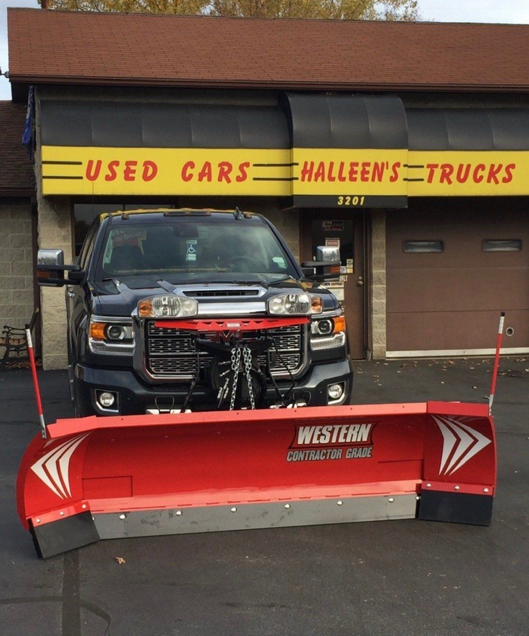 Snowplow at Store Front — Niagara Falls, NY — Halleen's Automotive and Accessory Store