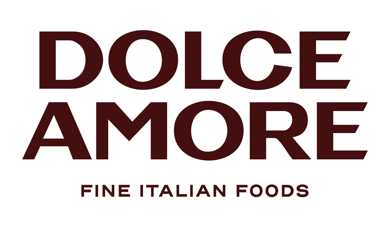 Logo for Dolce Amore Fine Italian Foods featuring dark brown text on a white background.