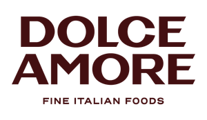 Logo for Dolce Amore Fine Italian Foods featuring dark brown text on a white background.