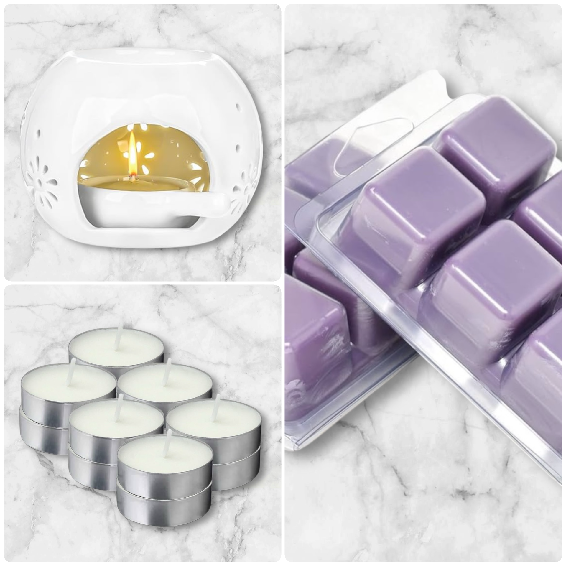 THE TRIFECTA-WARMER, WAX MELTS, TEA LIGHTS