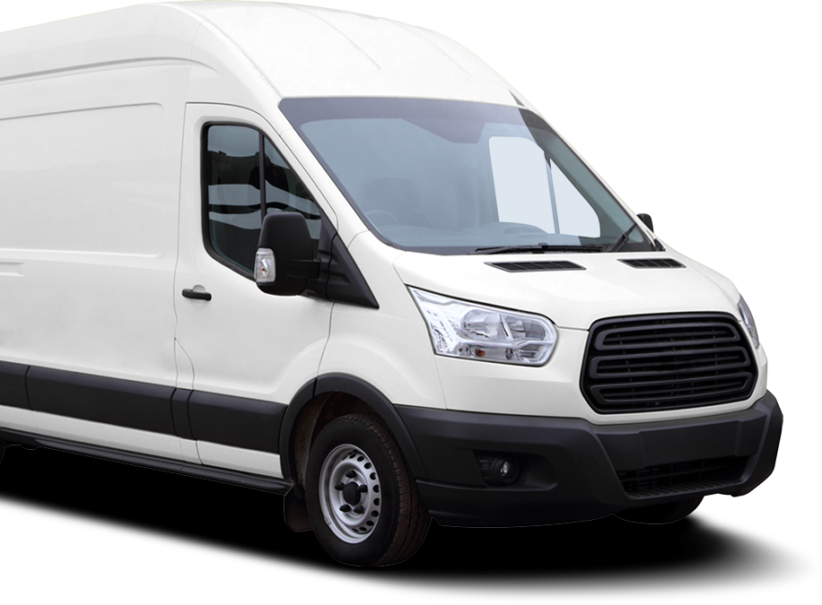 White cargo van on a plain white background, angled front view.