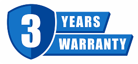 Blue shield badge reading “3 Years Warranty”