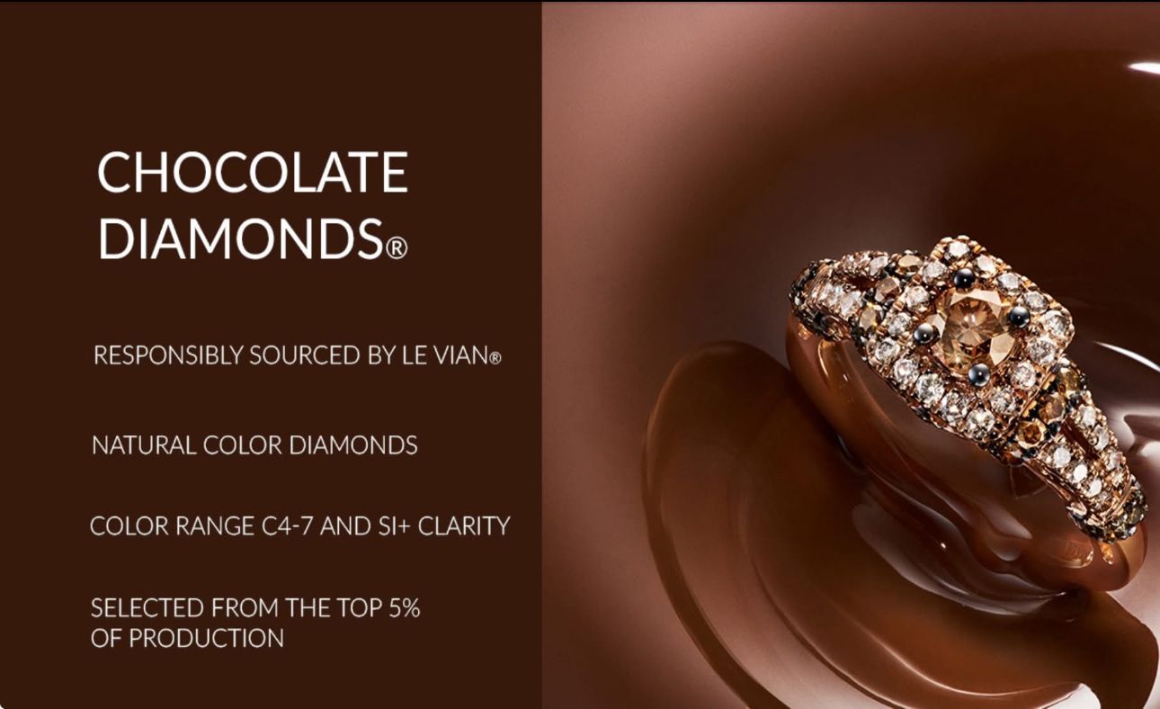 Brown diamond ring in chocolate sauce, text: 
