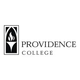 Providence College logo: A black and white emblem of a torch inside a Gothic arch, with the college name.