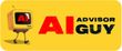 Animated yellow television with “AI” on screen walking toward “ADVISOR GUY” text.