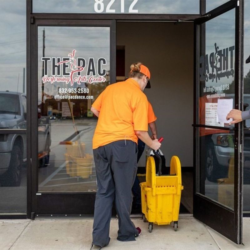 Worker Entering Commercial Building