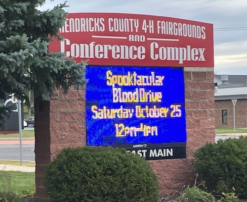 Sign for Hendricks County 4-H Fairgrounds, advertising a