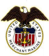 Seal of the United States Merchant Marine: eagle atop a shield with anchor, bordered by