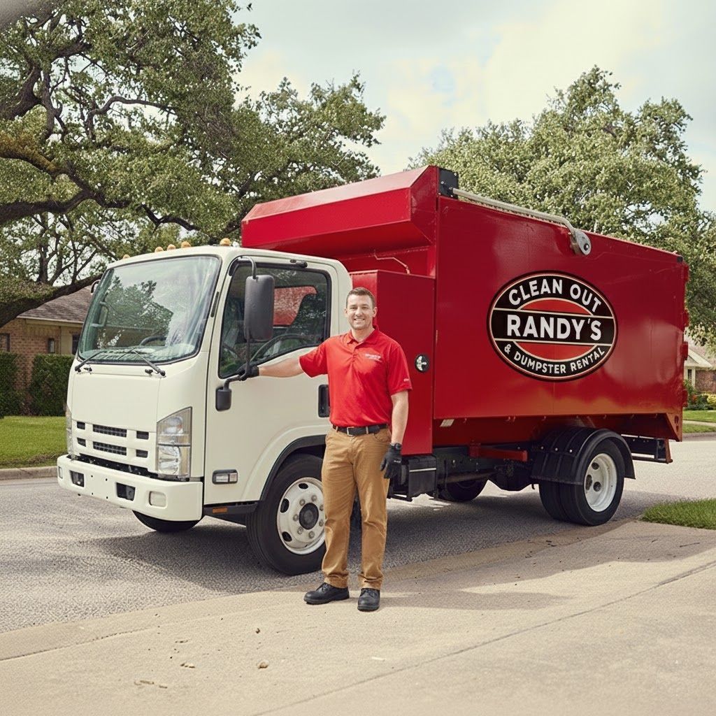 Man in red shirt stands by a white and red truck with 