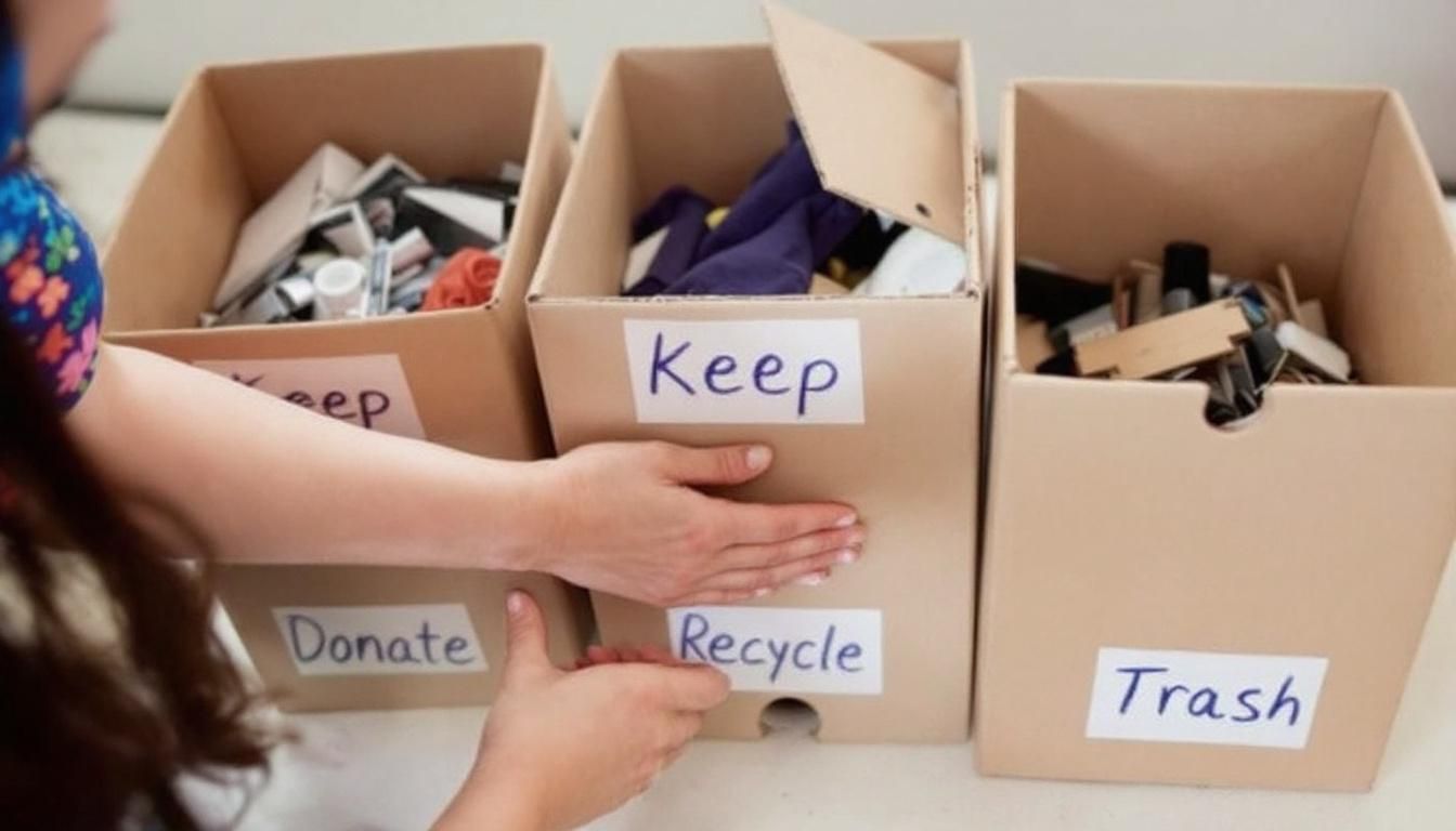 Sorting through belongings during a cleanout