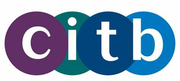 The logo for citb is a purple , blue , and green circle.