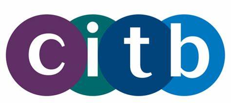 The logo for citb is a purple , blue , and green circle.