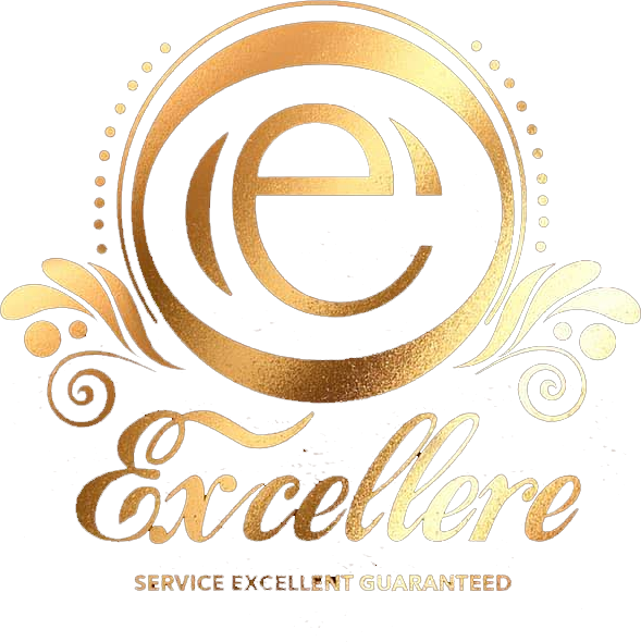 A gold logo that says excellent service excellent guaranteed