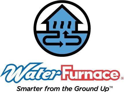 Logo: House with heat circulating, over "WaterFurnace" text, "Smarter from the Ground Up" tagline.