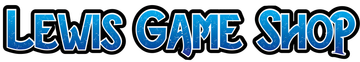 The Lewis Game Shop logo in blue with a dark border.