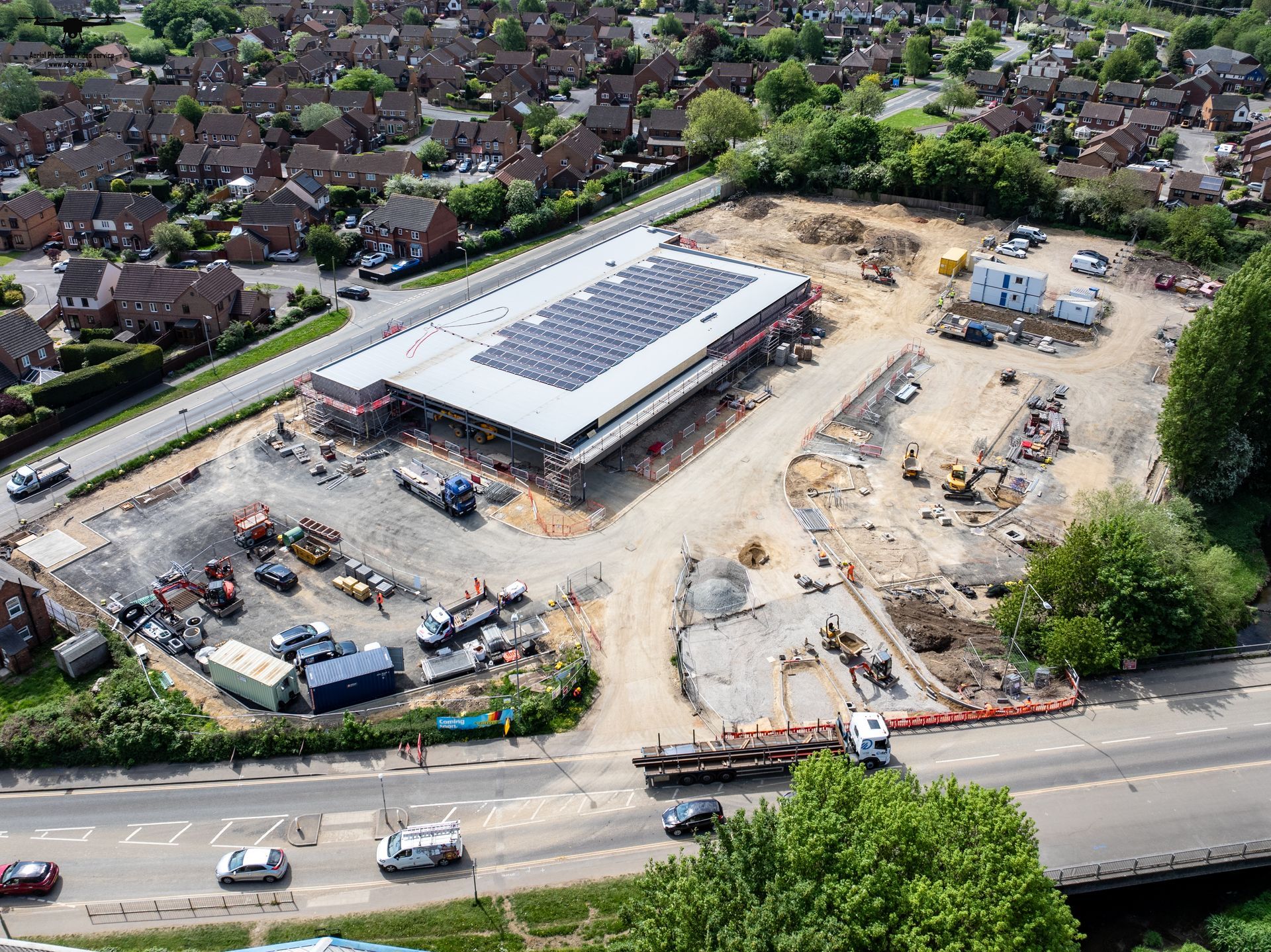 New Aldi - building site at Market Harborough - drone photo
