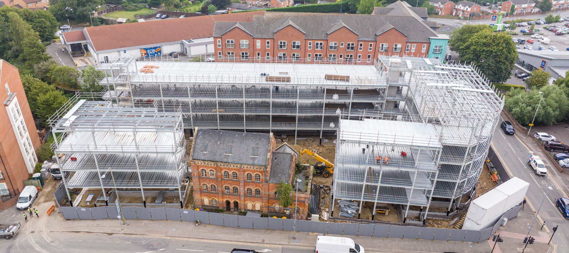 Aerial / drone photo of a construction site.